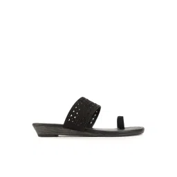 Bata Women's Black Toe Ring Wedges-picture-24