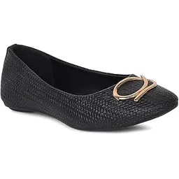 bata Women's Casual Formal Ballerina Shoes - Black-picture-40