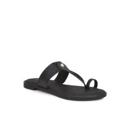 Bata Women's ELSA TOE RING Black Toe Ring Sandals-picture-20