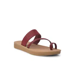 Bata Women's Red Toe Ring Sandals-picture-36