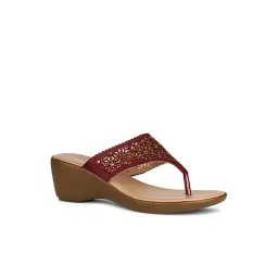 Bata Women's Sarah Maroon Thong Wedges-picture-11