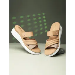 Bata Comfit Women's Brown Cross Strap Sandals-picture-35