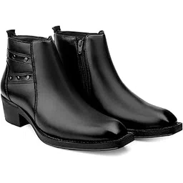 baxxico Men's 2 Inch Block Heel Height Increassing Faux Leather Formal Chelsea Slip-on Ankle Zipper Shoes-picture-33