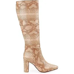 baxxico Women's 3.5 Inch Heel Height Increasing Faux Leather Formal Snake Print Long Slip-on-picture-17