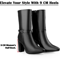 Womens 3.5 Inch Block Heel Formal Ankle Leanth Zipper Boot Slip On For Women-image-43