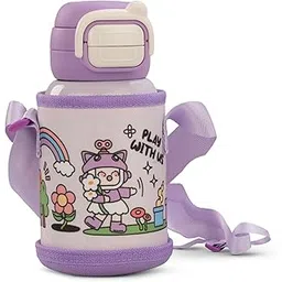 BAYBEE 2 in 1 Hydro Sipper Bottle for Kids | BPA Free & Non-Toxic Water Bottle 500 ml | Zero Spill Sippy with Soft Silicone Straw and Adjustable Strap for 6+ Months Baby & Toddlers, Easy to Hold-picture-23