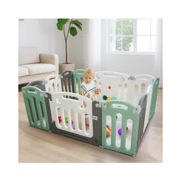 BAYBEE Totscape Kids Playpen for Babies | Baby Play Area Indoor Setup with Rotating Gears & Safety Door Lock | Baby Activity Playards with Double Knob | Outdoor Play Pen for Kids (12 Panels)-picture-27