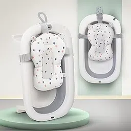 Baybee Kids Bath Tub for Baby Mini Swimming Pool for Kids, Foldable Bathtub for Baby with Anti Skid Base, Support Cushion & Drainer | Baby Bath tub for Kids 0 to 3 Years Boy Girl (Grey)-picture-13