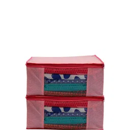 BB BACKBENCHERS Peach Pack Of 2 Plastic Saree Cover Storage Bag Organisers-picture-39