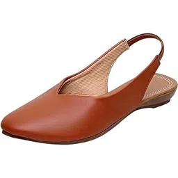 bbbrandsbucket Women's Tan Slingback Flats – Elegant PU Leather Pointed Toe Shoes with V-Cut Design for Office & Casual Wear-picture-39