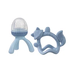 b.box Silicone Fresh Food Feeder + Wrist Teether - Blue | Safe Self-Feeding & Teething Set folr Babies | BPA-Free, Dishwasher Safe-picture-22