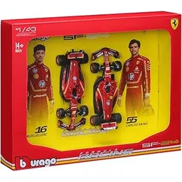 Bburago 2024 Ferrari SF24 Formula F1 Racing Team Set of 2 Cars 1:43 Die Cast Scale Miniature Model Cars, with Photo Frame Packaging-picture-12
