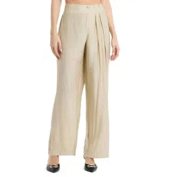 BCBG Beige Relaxed Fit Self Pattern Trousers-picture-22