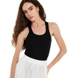 BCBG Black Cotton Relaxed Fit Self Pattern Tank Top-picture-44