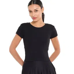 BCBG Black Cotton Relaxed Fit T-Shirt-picture-14