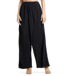 BCBG Black Straight Fit Self Pattern Trousers-picture-39