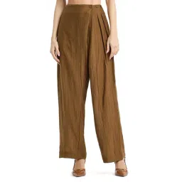 BCBG Brown Relaxed Fit Self Pattern Trousers-picture-35