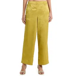 BCBG Yellow Relaxed Fit Self Pattern Trousers-picture-30
