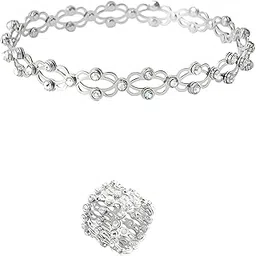 bcnjepin Ring Bracelet, Adjustable Bracelets and Rings Set for Women, Stylish Bracelet for Girls, Fashionable Bracelet Girls, 2 in 1 Ring Bracelet Design,Women's Jewelry for Party, Shopping-picture-48