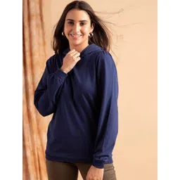 b.copenhagen B Copenhagen Women Blue Solid Hooded Pullover-picture-29