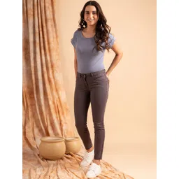 B.Copenhagen Women Charcoal Slim Fit Clean Look Light Fade Stretchable Jeans-picture-34