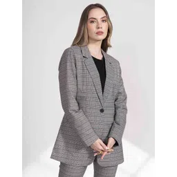 B.Copenhagen Women Checked Single-Breasted Blazer-picture-19
