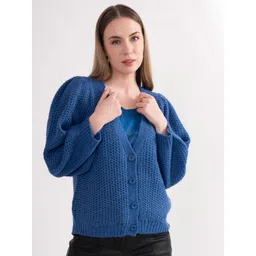 B.Copenhagen Women Self Design V-Neck Cardigan-picture-42