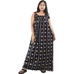 bdrox Women Stylish | All Over Printed | Pure Cotton | Color Guaranteed | Free Size | Round Neck or V Neck Short Sleeve Maxi Nighty/Nightdress for Regular use-picture-37