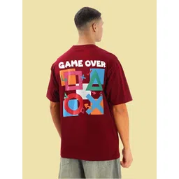 BDSQUARE Men Typography Printed Round Neck Cotton Oversized T-shirt-picture-24