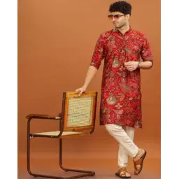 be active x ag Men Regular Fit Floral Print Long Kurta-picture-11