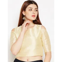 Be Indi Women Beige Silk Crop Top-picture-28