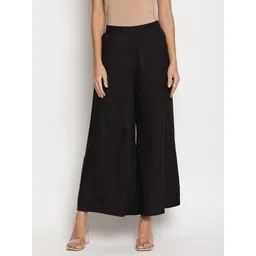 Be Indi Women Black Solid Flared Ethnic Palazzos-picture-38