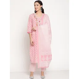 Be Indi Women Ethnic Motifs Printed Kurta with Trousers & Dupatta-picture-40