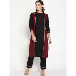 Be Indi Women Ethnic Motifs Printed Straight Kurta with Trousers Set-picture-27