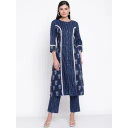 Be Indi Women Floral Printed A-Line Kurta with Trouser-picture-17