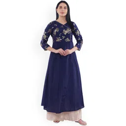 Be Indi Women Floral Printed Anarkali Silk Kurta-picture-22