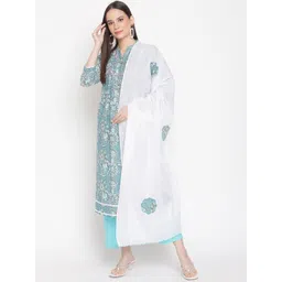 Be Indi Women Floral Printed Kurta with Trousers & Dupatta image 1