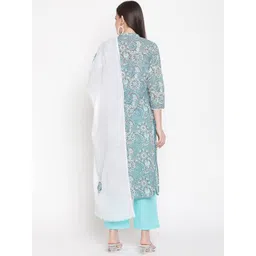 Be Indi Women Floral Printed Kurta with Trousers & Dupatta image 5