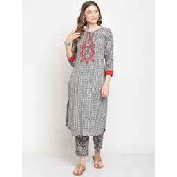 Be Indi Women Floral Printed Straight Kurta with Trousers Set-picture-14