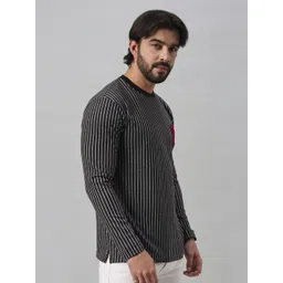 BE POSITIVE Striped Round Neck T-shirt image 4