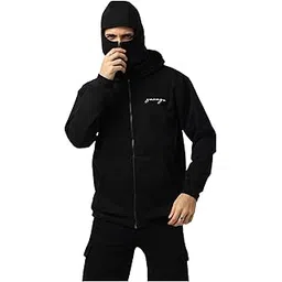 be savage Balaclava Zipper Hoodie for Men Heavyweight Zipper Hoodie Jacket for Men Ninja Hoodie Men Black-picture-29