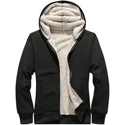 be savage Black Woolen Zipper Hoodie for Men Winter Wear Jacket for Men Woolen Hoodies-picture-28