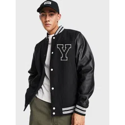 Be Savage Men Camouflage Checked Fleece Windcheater and Water Resistant Leather Jacket-picture-11