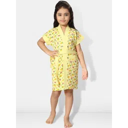 Be You Girls Printed Terry Cotton Water Absorbent Bath Robe With Belt-picture-29