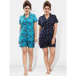 Be You Pack Of 2 Lapel Collar Floral Printed Night Suits-picture-37