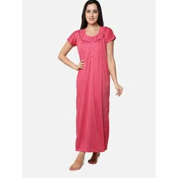 Be You Pink Synthetic Striped Maternity / Feeding Gown for women-picture-36