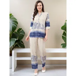 Be You Printed Mandarin Collar Tunic With Trousers-picture-37