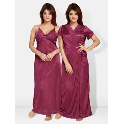 Be You V-Neck Satin Maxi Nightdress With Robe-picture-44