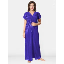 Be You Women Pack of 2 Nighty with Robe Nightdress-picture-28