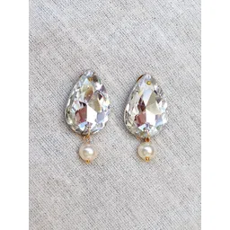 BeAbhika Crystal Teardrop Studs Earrings Pearls Accent Drop Earrings-picture-12